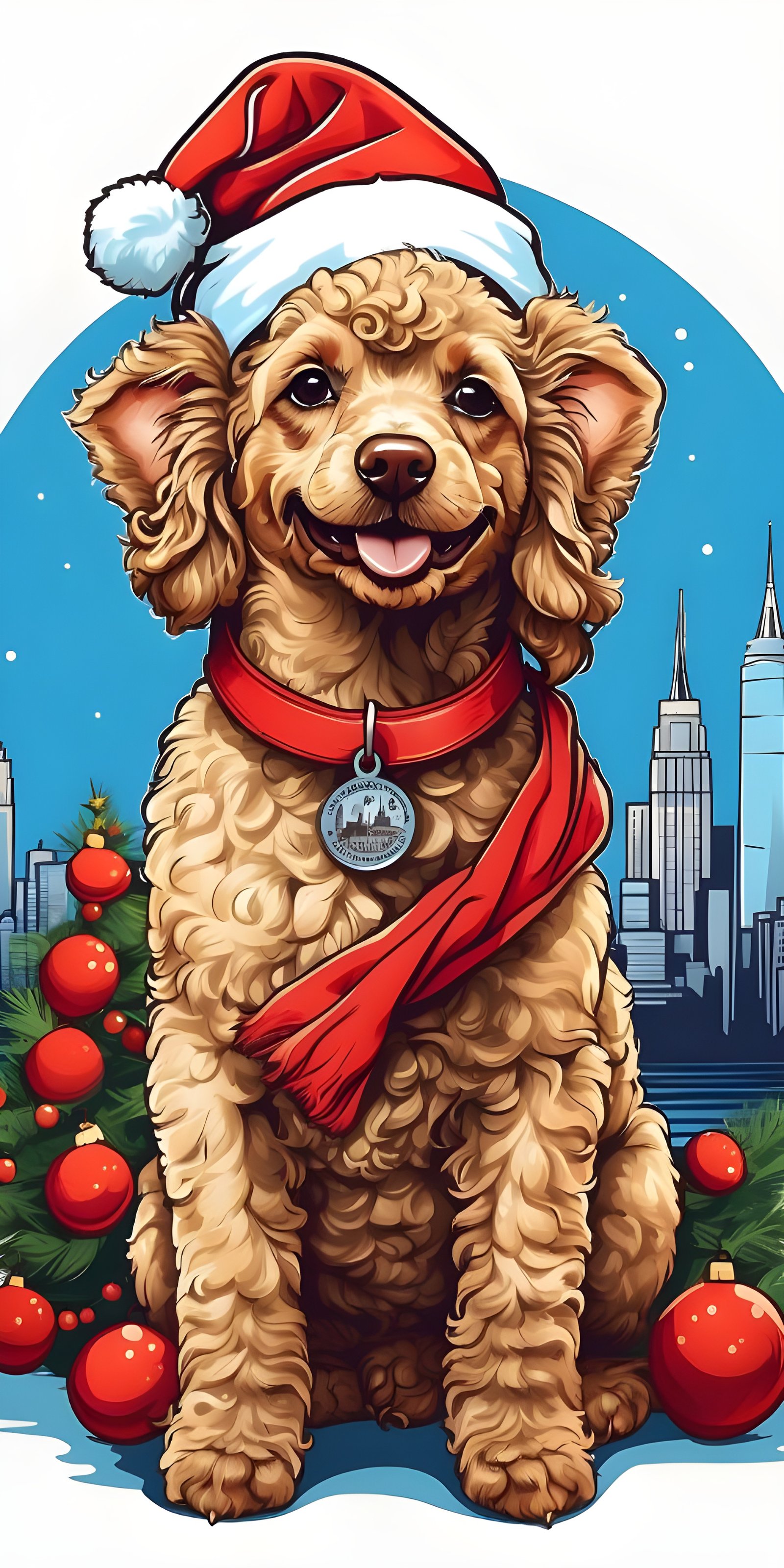 Dog in Christmas Phone Wallpaper