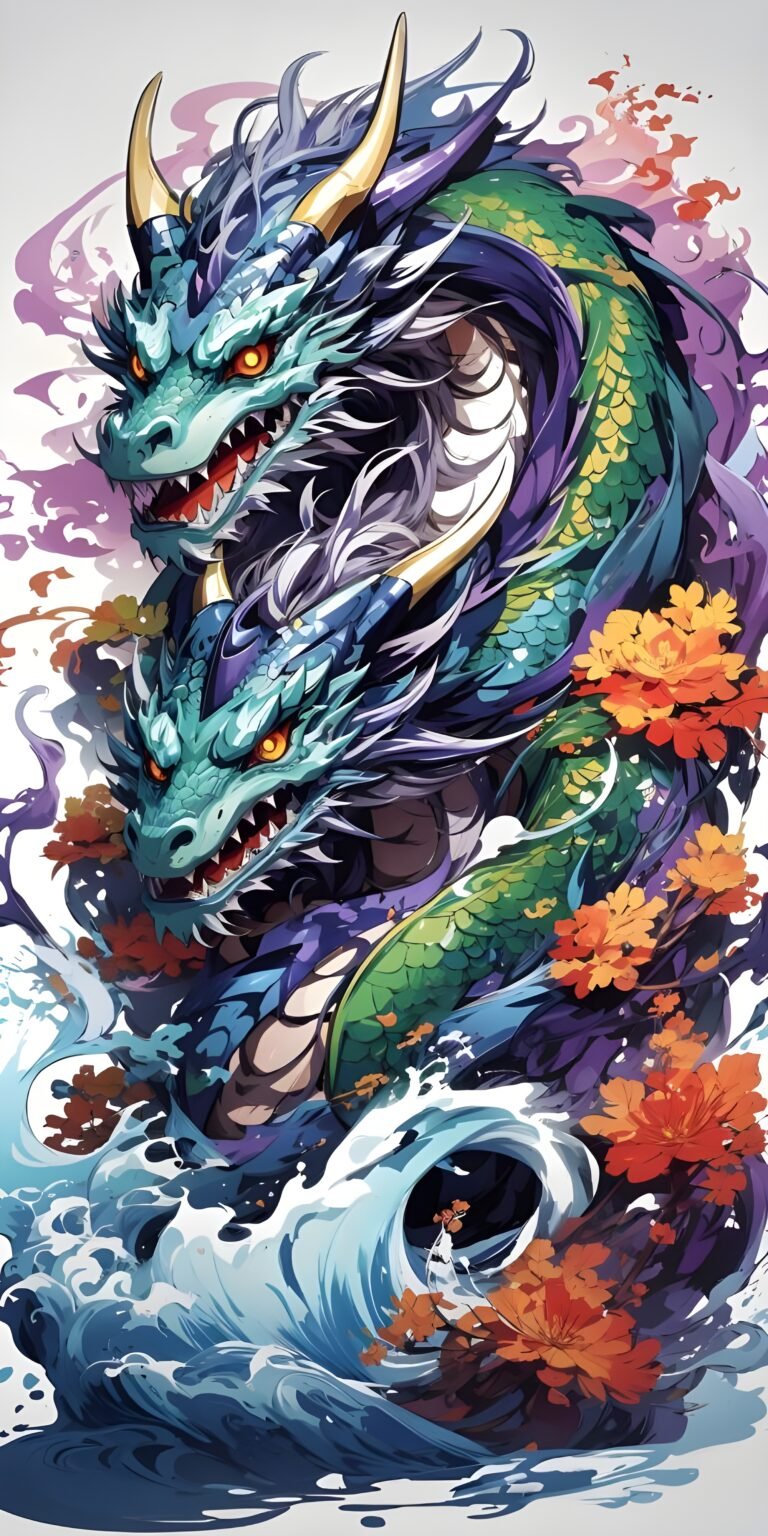 Double Dragon Phone Wallpaper, White