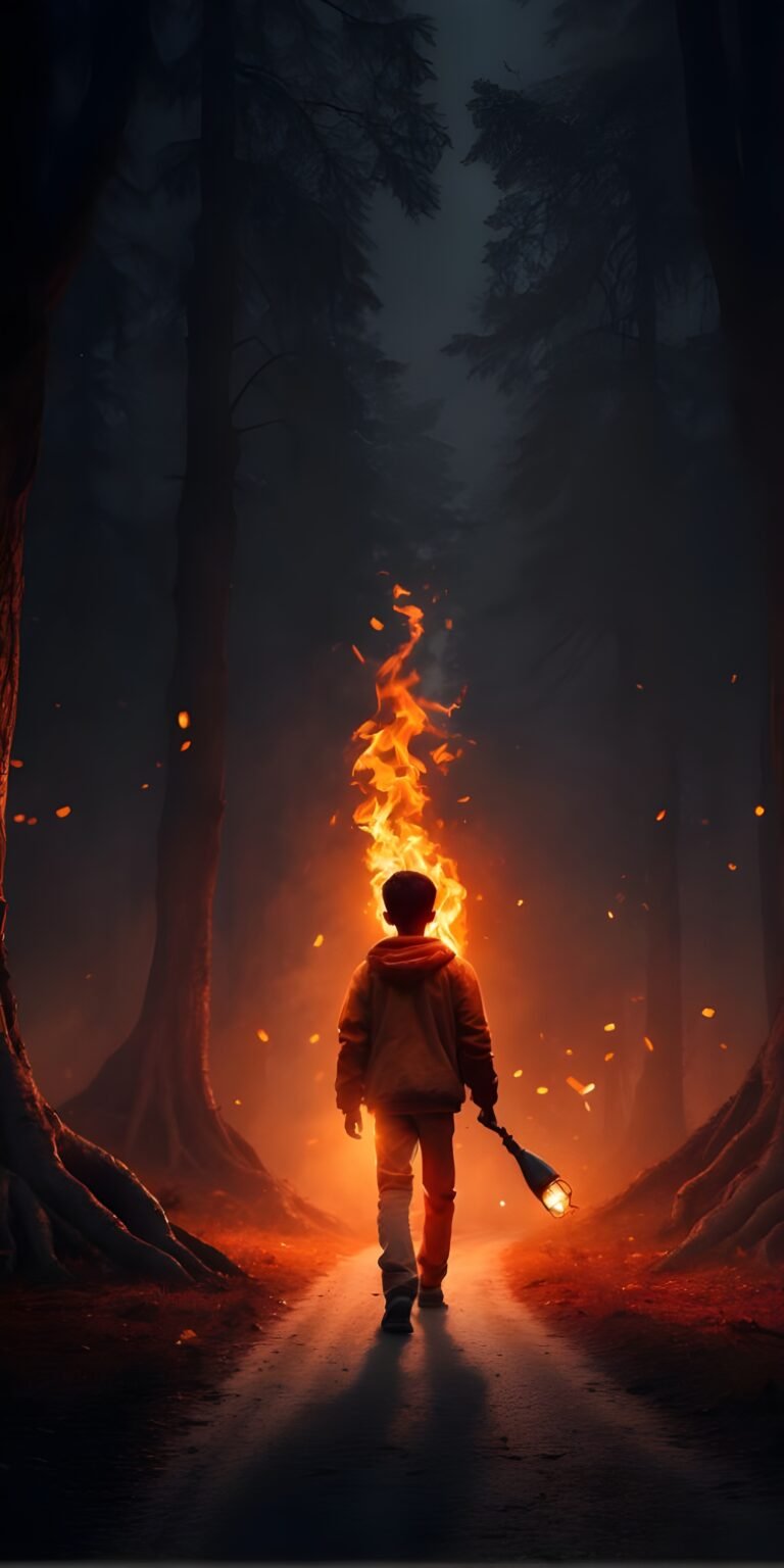 Gaming Wallpaper for Phone, Boy with Fire