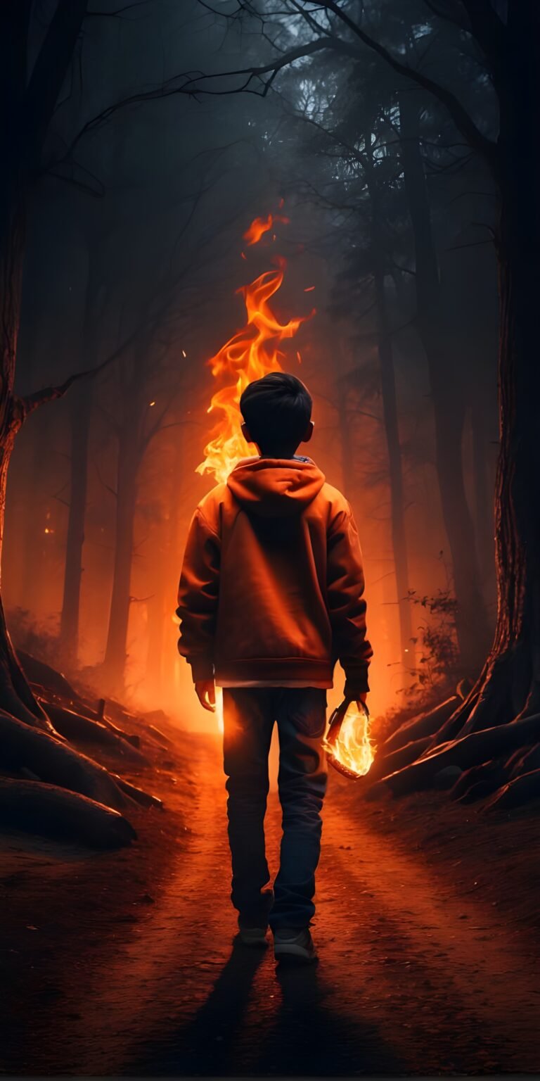 Gaming Wallpaper for Phone, Boy with Fire Ball