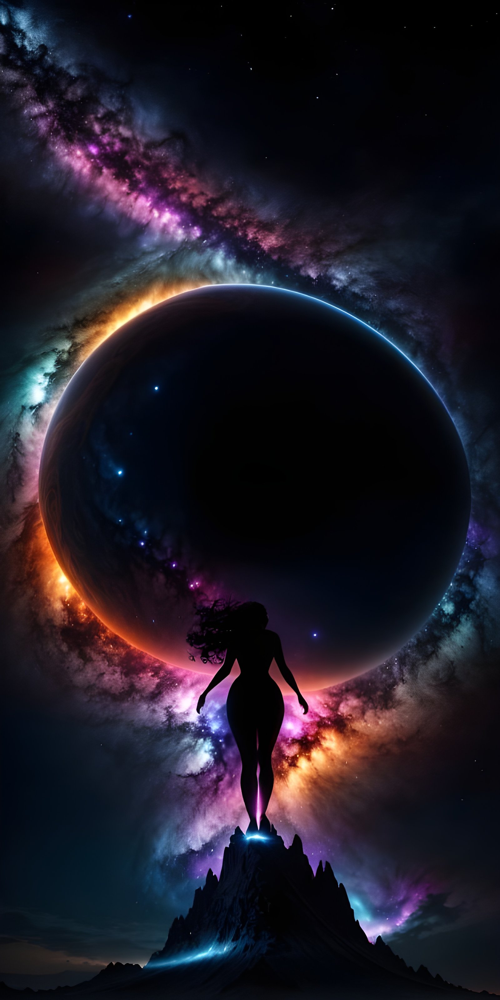 Girl Galaxy Mobile Wallpaper, Black Hole, Vibrant