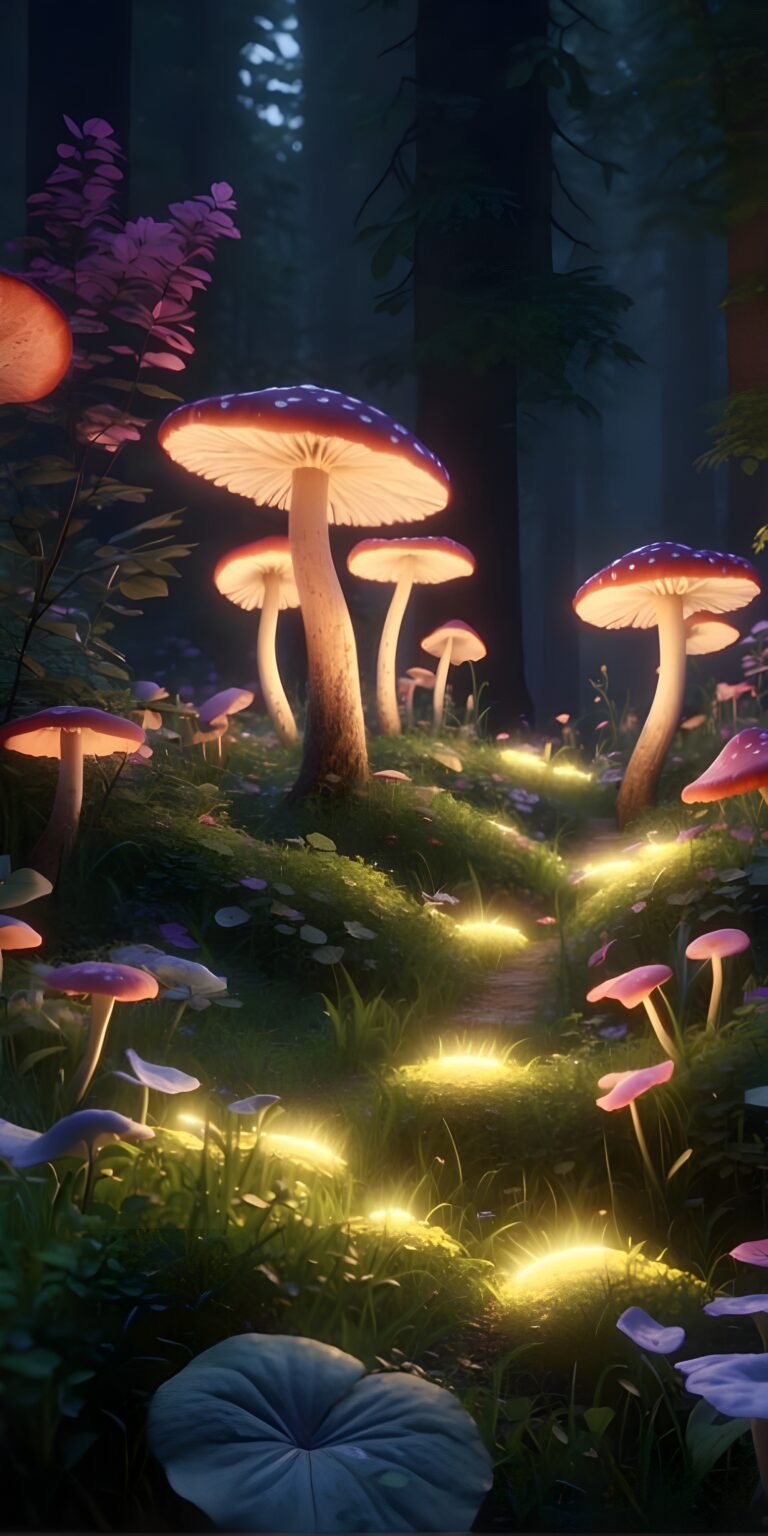 Glitering Mushroom Beautiful Phone Wallpaper