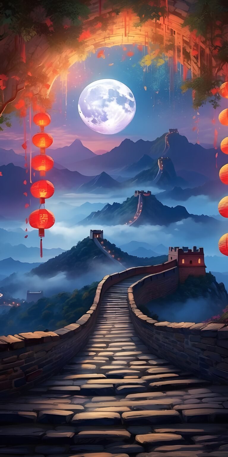 Great Wall of China, Word Places, Phone Wallpaper, Vibrant