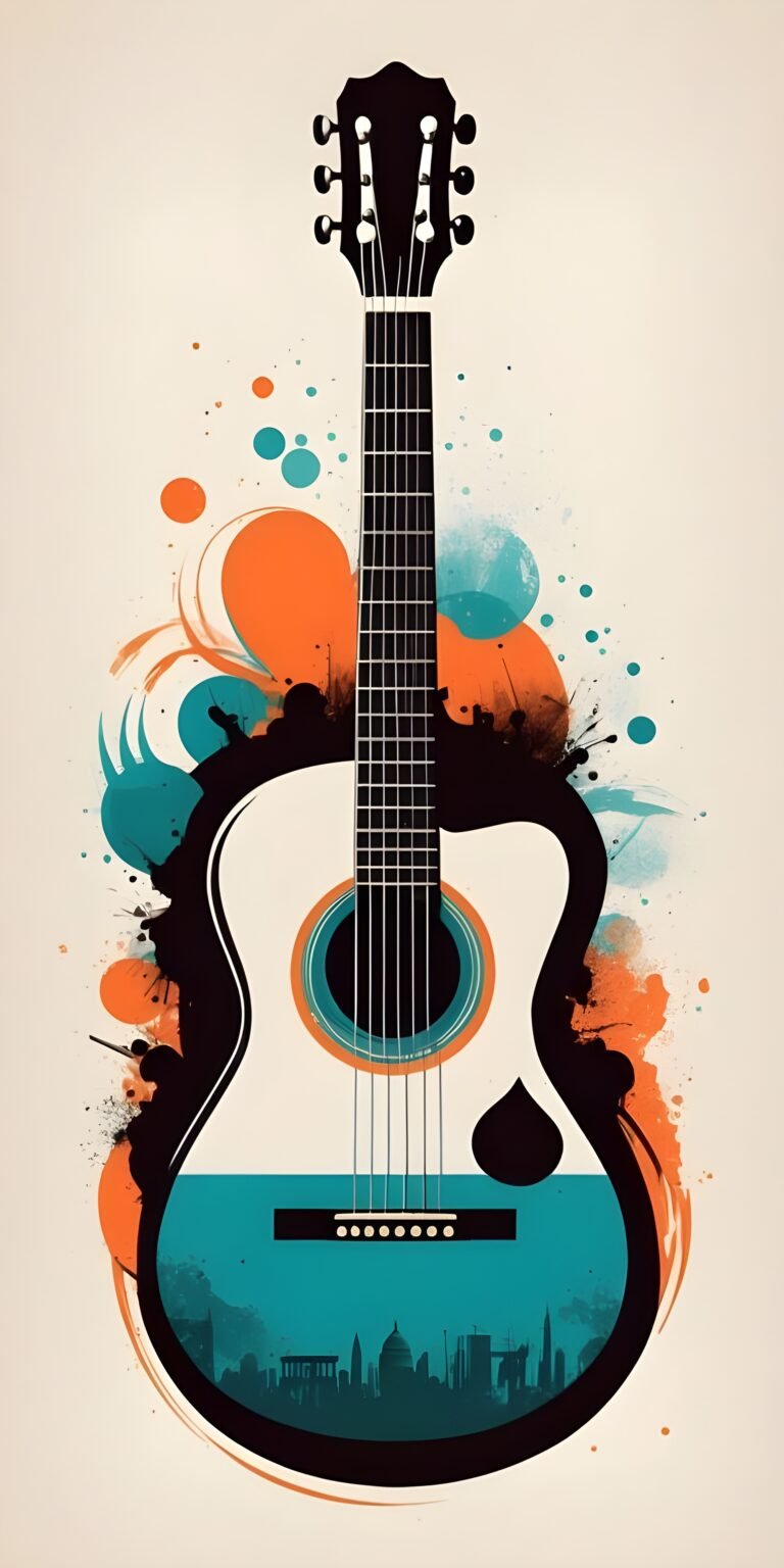 Guitar Blue Color Phone Wallpaper