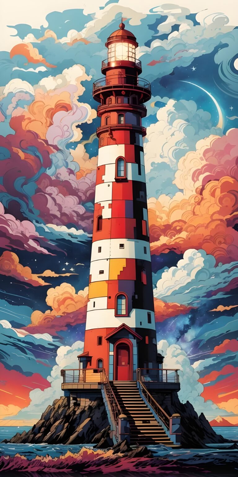 Light House Phone Wallpaper, Vibrant, Artistic