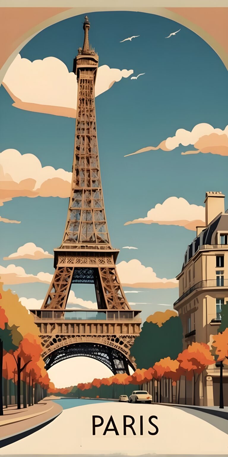Paris, Word Places, Eiffel tower, illustration