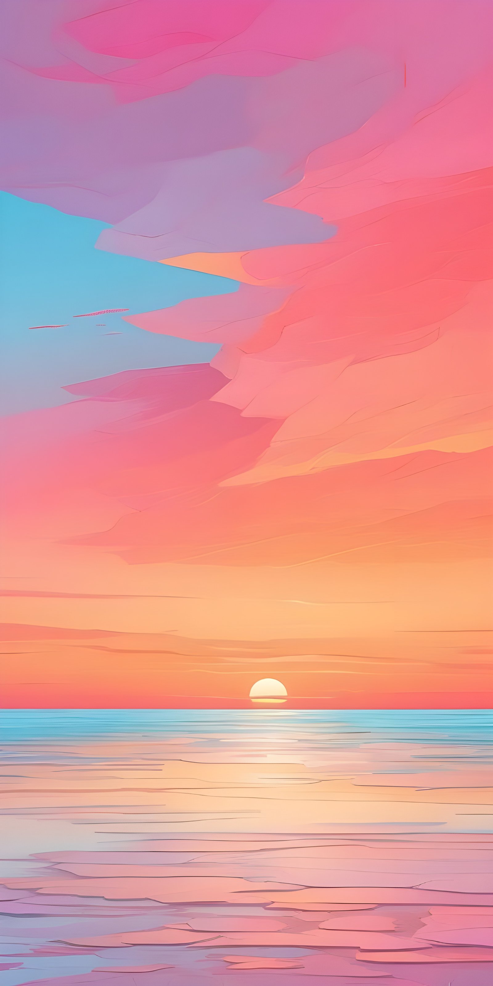 Preppy Sunset, Sea Wallpaper Phone