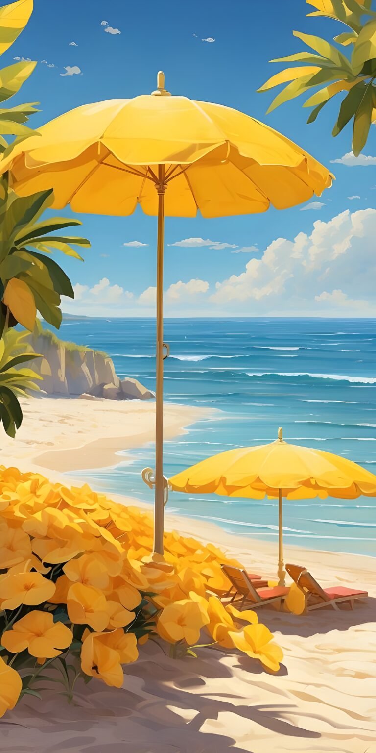 Preppy Wallpaper Phone Beach Yellow Umbrella