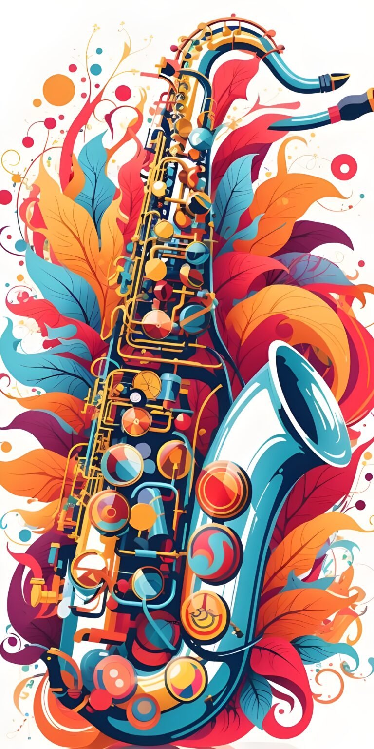 Saxophone Wallpaper Download for Phone, White, Music