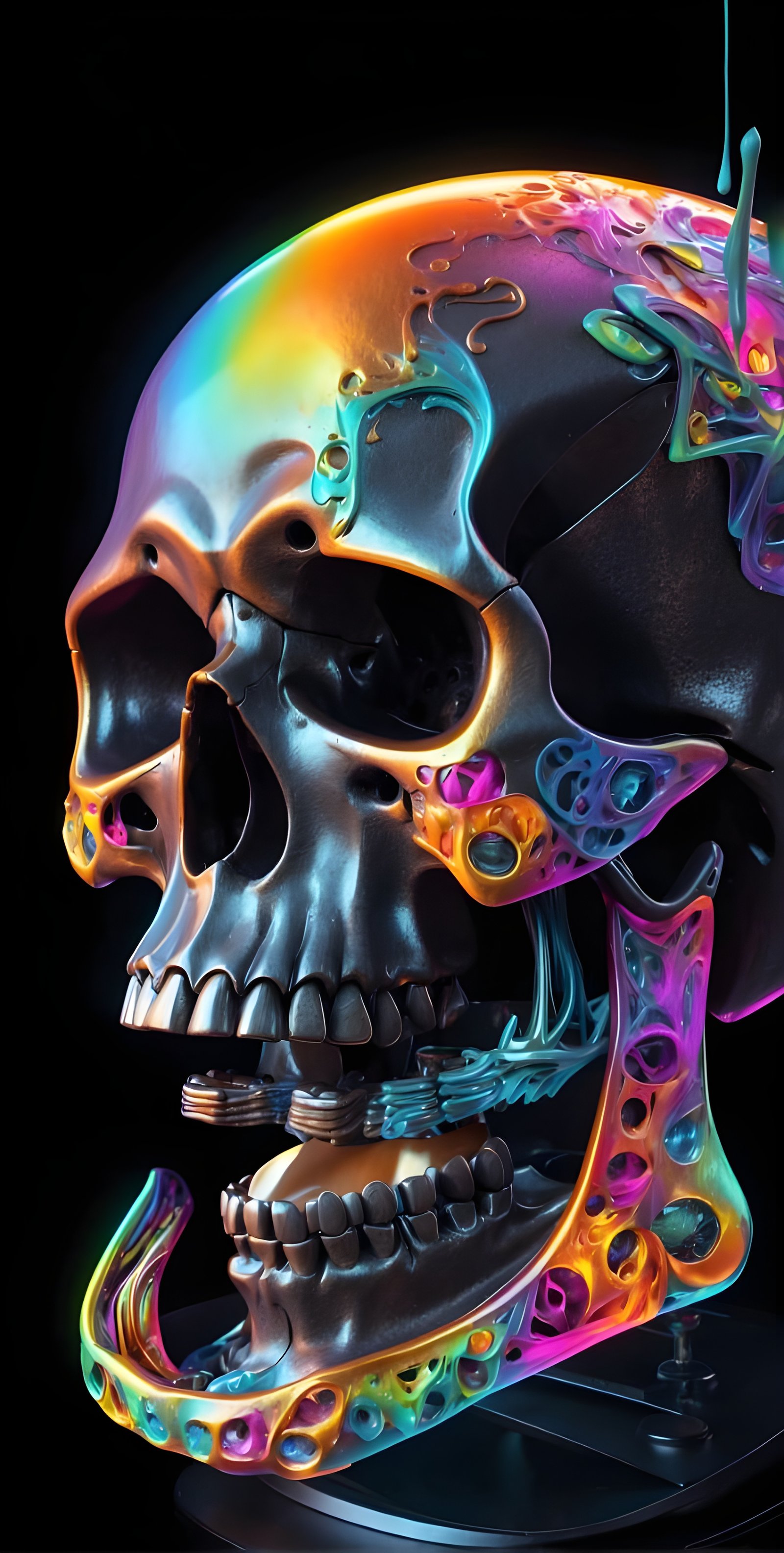 Skull, AMOLED, Black Phone Wallpaper, Dark