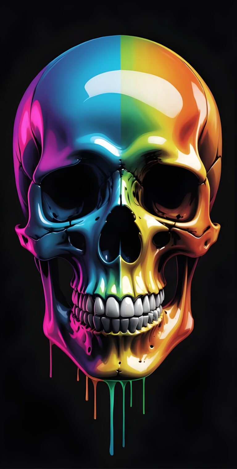 Skull, Colorful, Vibrant AMOLED, Black wallpaper for phone