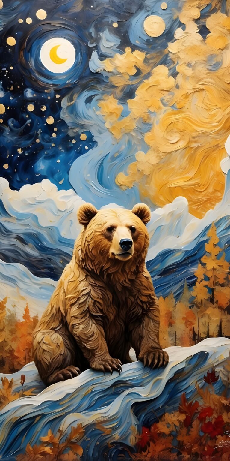 Van Gogh Bear Phone Wallpaper, Animal, Art