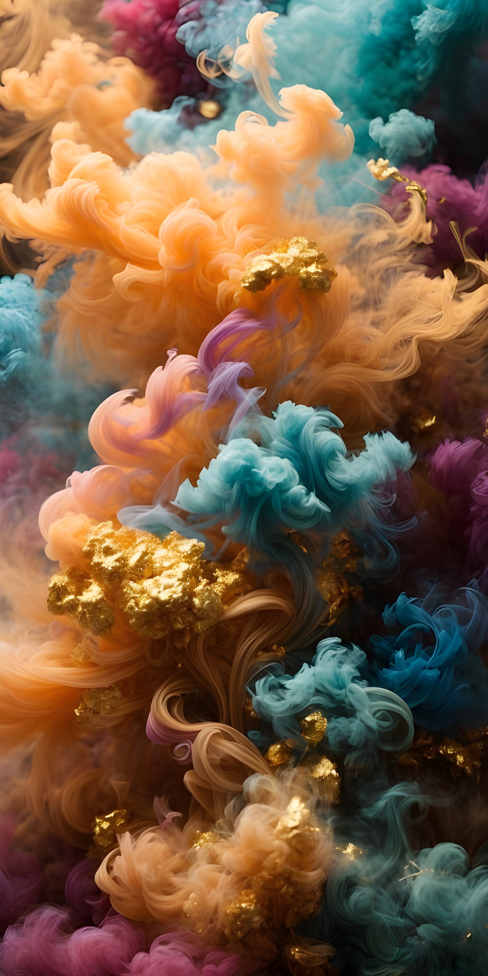 Yellow and Blue Smoke Colorful Vibrant Abstract Phone Wallpaper