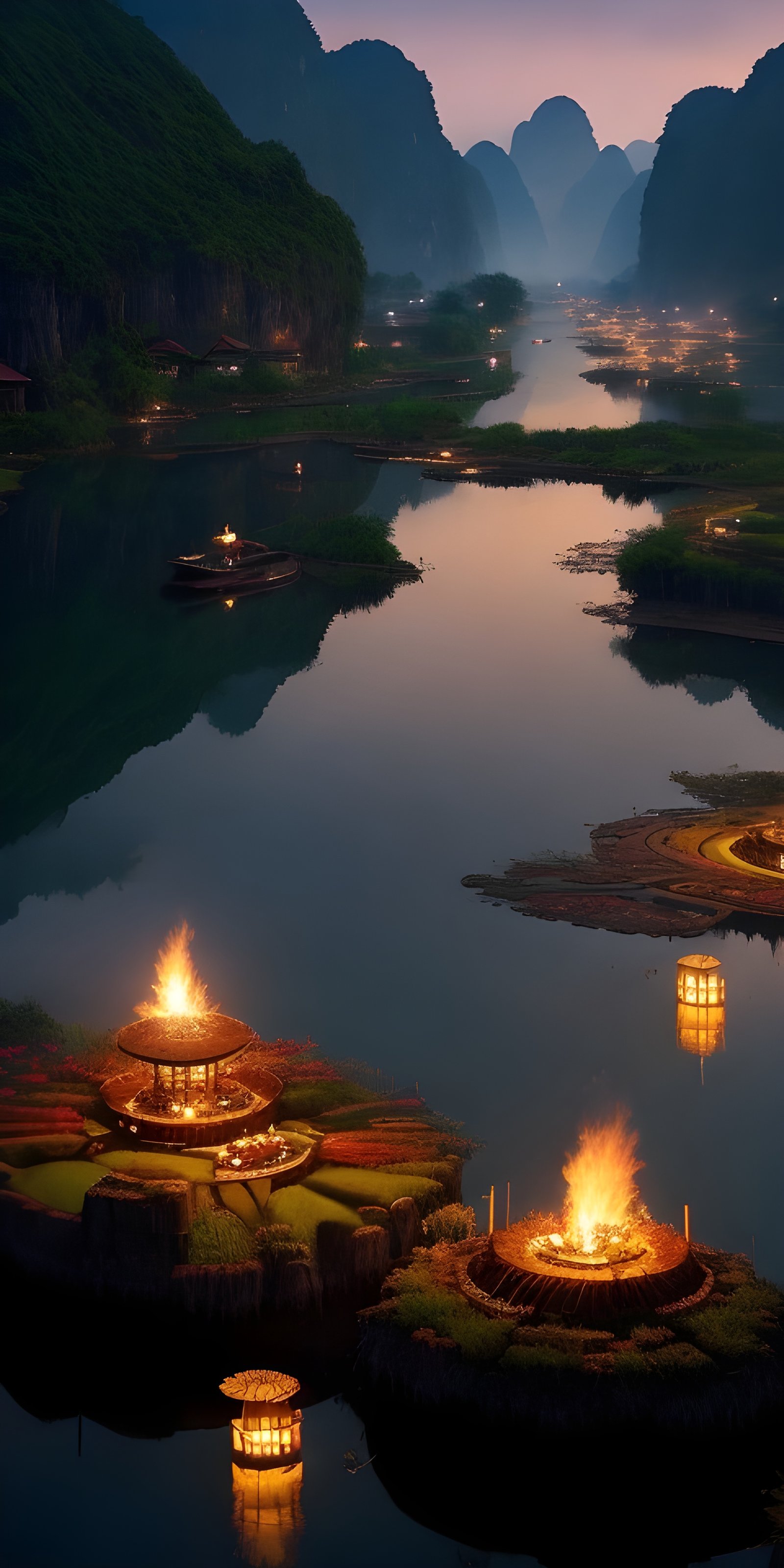 Beautiful Fire Wallpaper, Lake, Nature