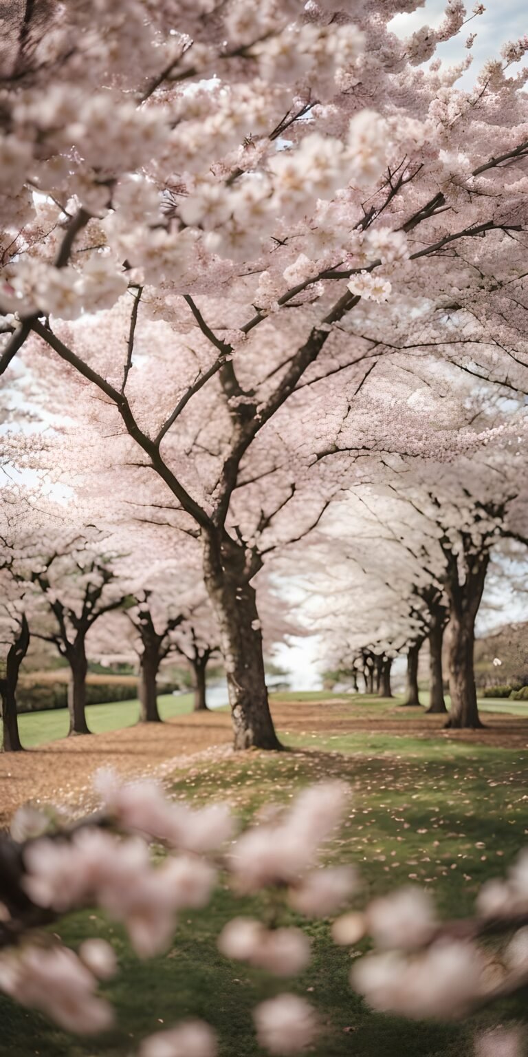 Cherry Blossom Blur Phone Wallpaper, Flower, Nature HD Background