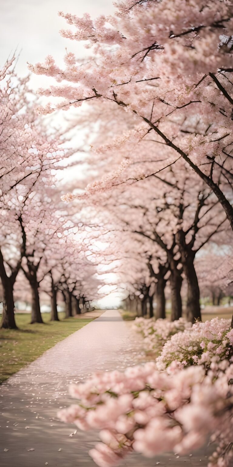 Cherry Blossom Blur Phone Wallpaper, Nature, Flower