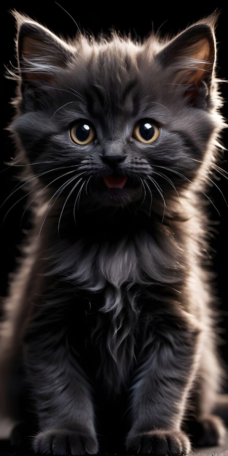 Cute Black Fluffy Cat Wallpaper Download