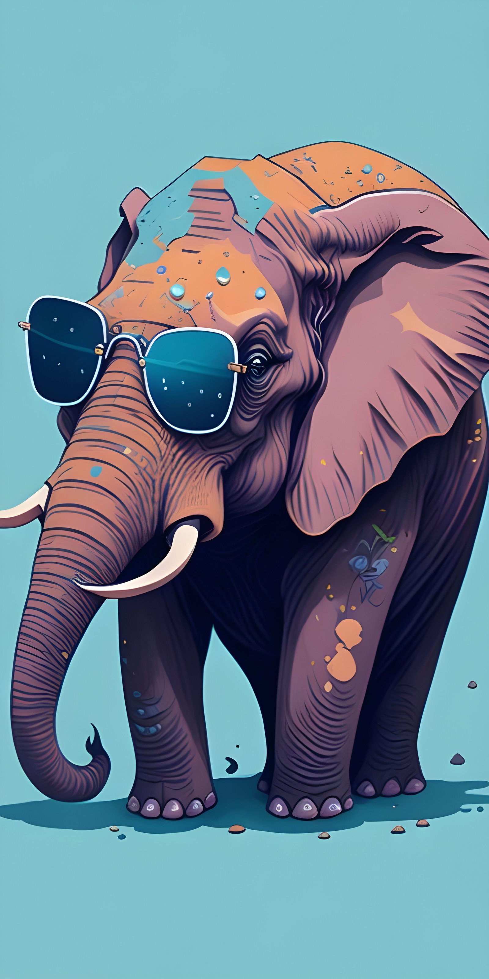 Cute Elephant Minimalist, Animal Wallpaper, Cartoon