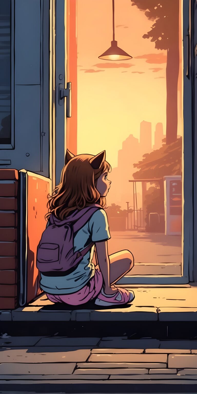 Cute Girl Sitting Wallpaper, Cartoon, Kids