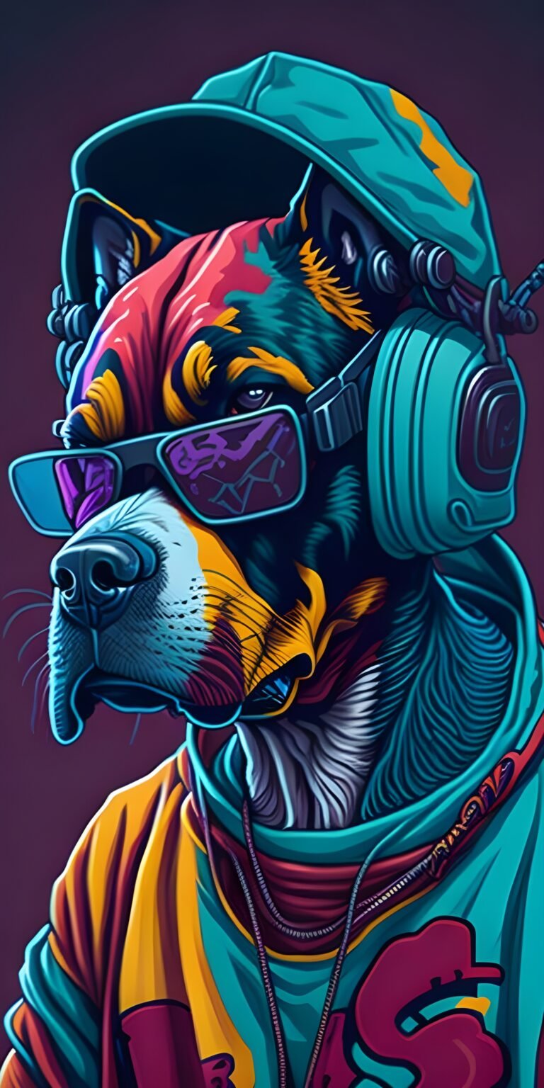 Dog Art Wallpaper Colorful, Cartoon