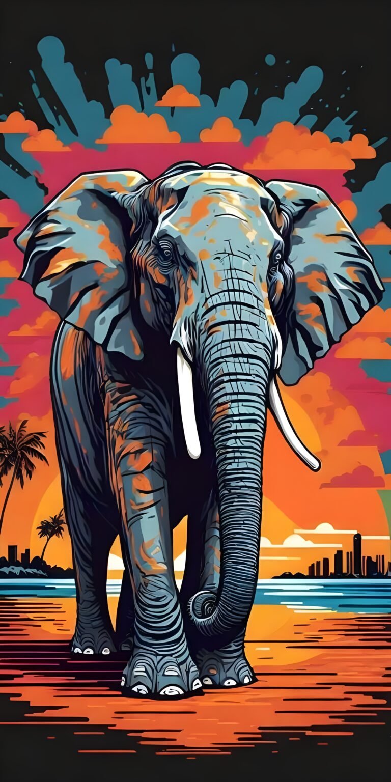 Elephant Minimal, Art Wallpaper Phone, Animal