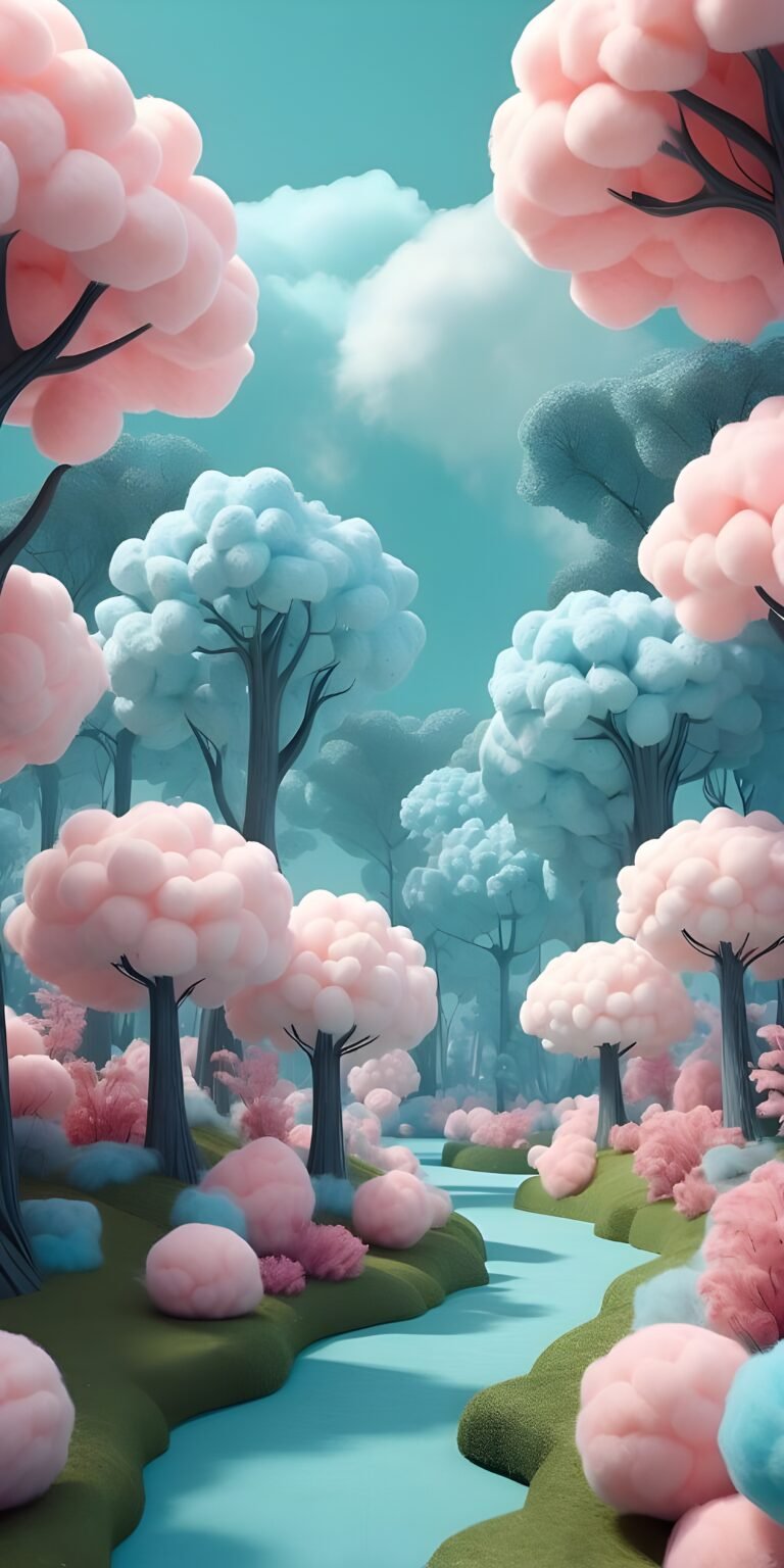 Fluffy Trees, Nature Wallpaper, Art