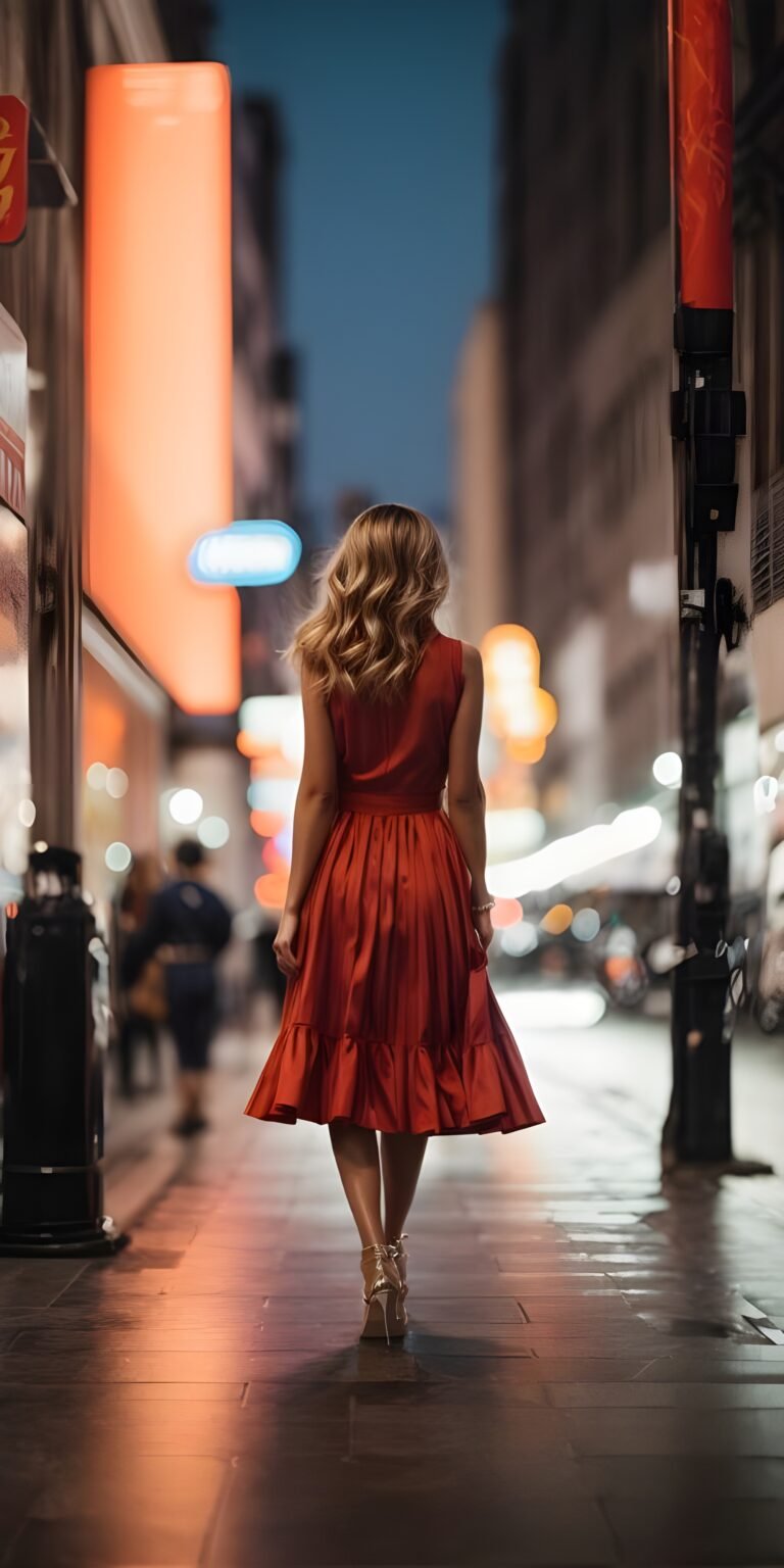 Girl in red dress Wallpaper, Blur for Phone