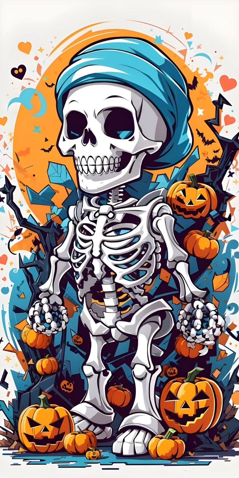 Halloween, Skull, Vibrant, White Background