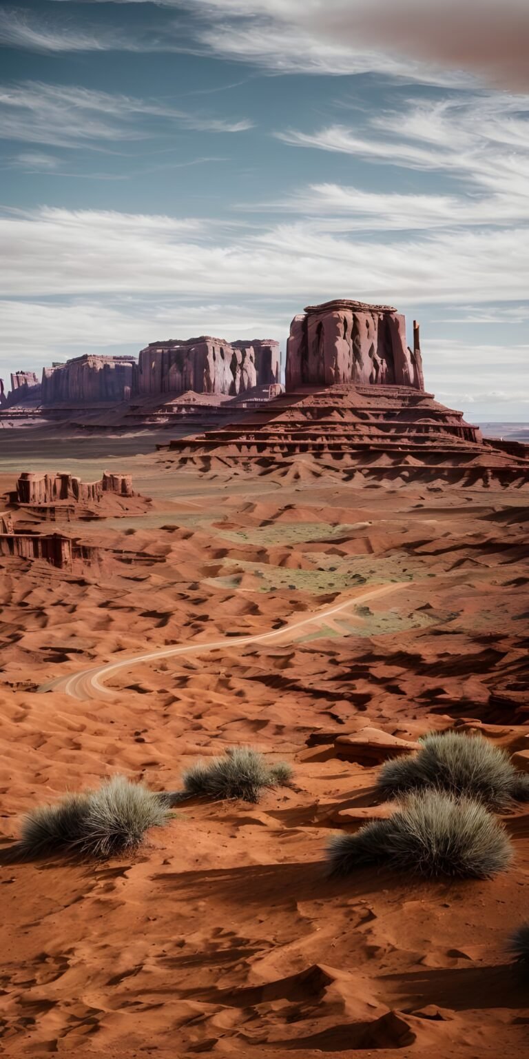 Iconic red sandstone buttes of Monument Valley in the USA, Word Places