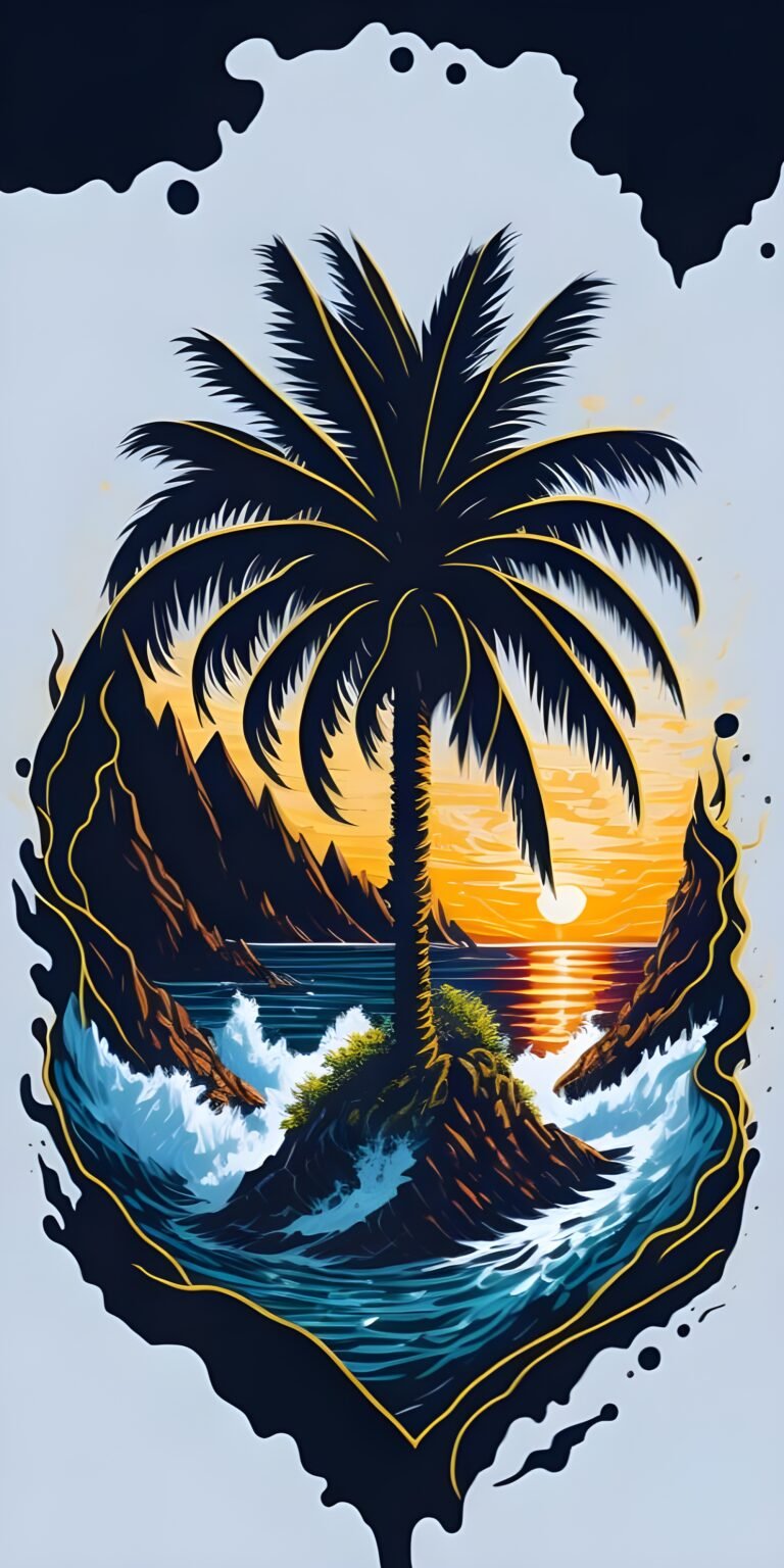 Minimalistic Palm Tree, Artistic Wallpaper background, white