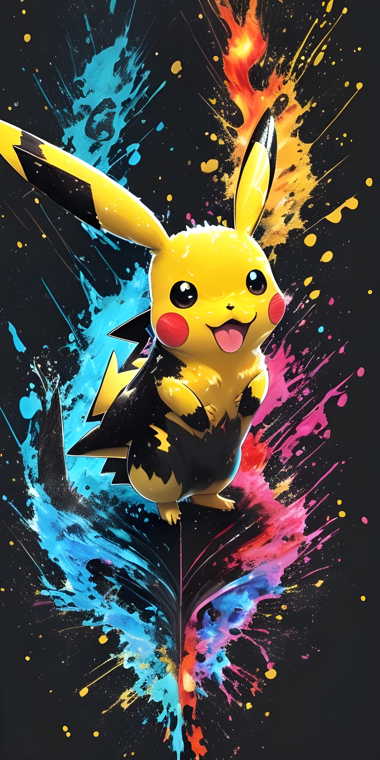 Pikachu Wallpaper for phone, Art, Vibrant Colors, Cartoon, Gaming