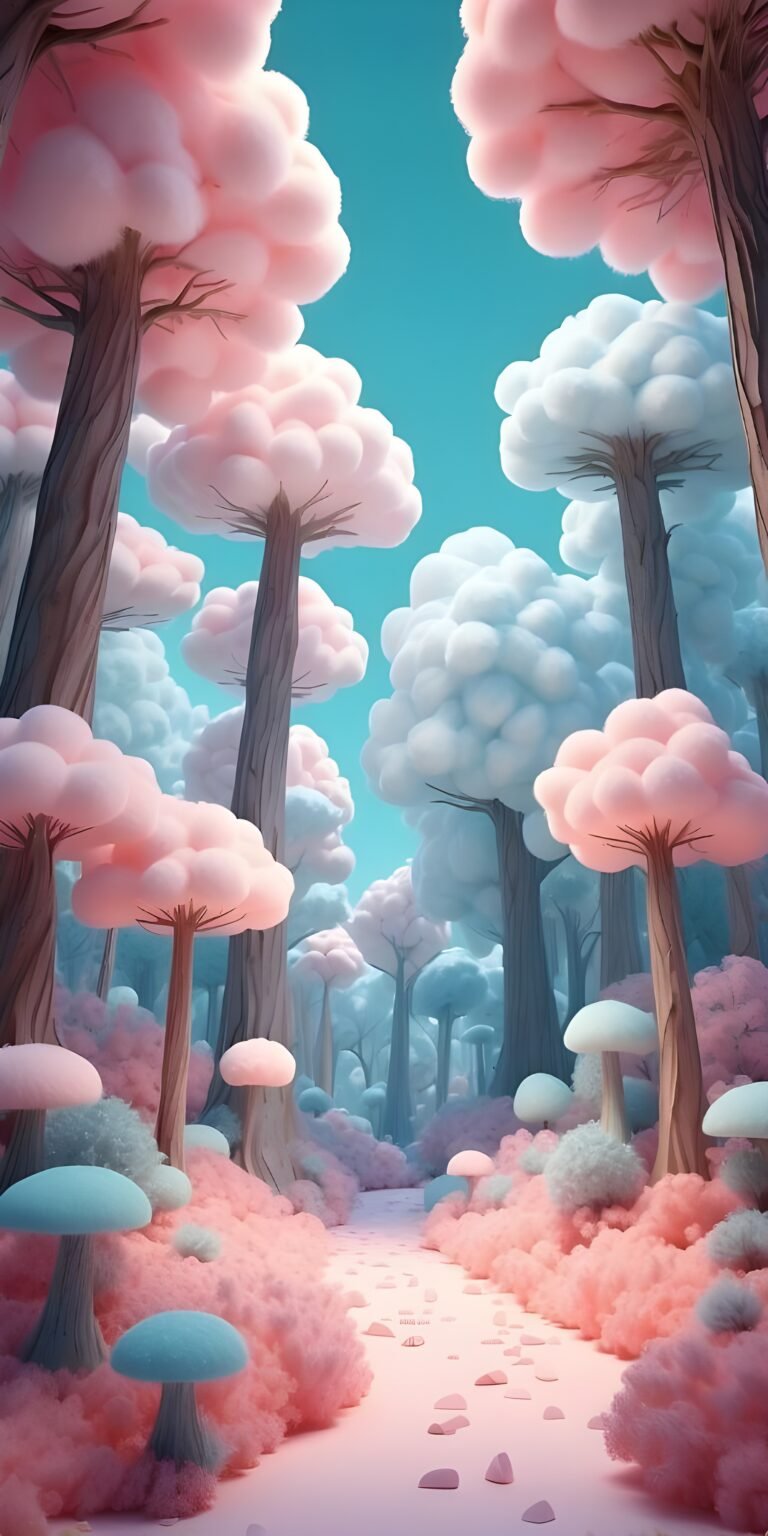 Puffy Wallpaper Trees, Nature, Art