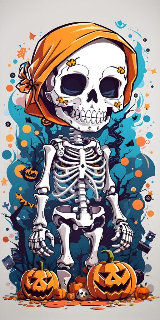 Skull, Vibrant, White,Halloween, Background, Dark