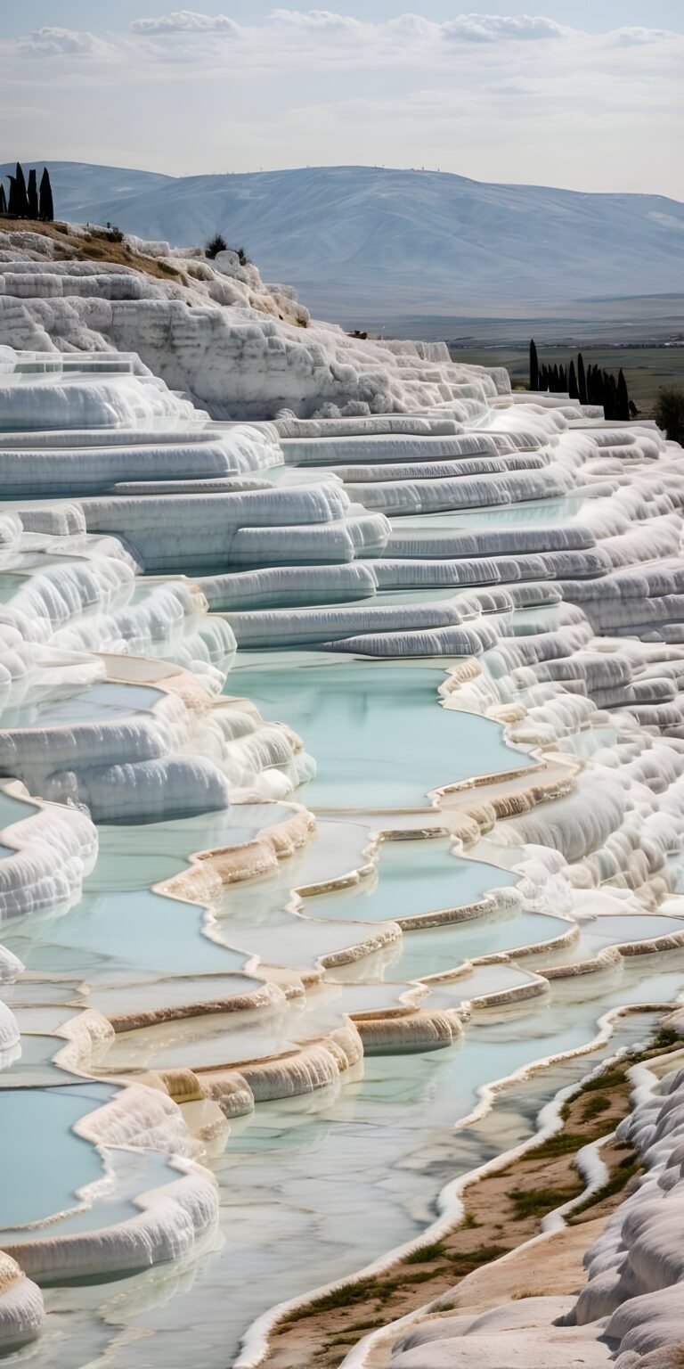 Terraces of Pamukkale in Turkey, known for its thermal pools, World Places