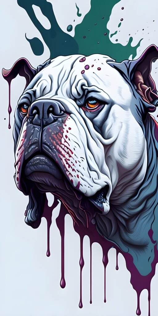 American Bully Dog Colorful Art Wallpaper Image HD