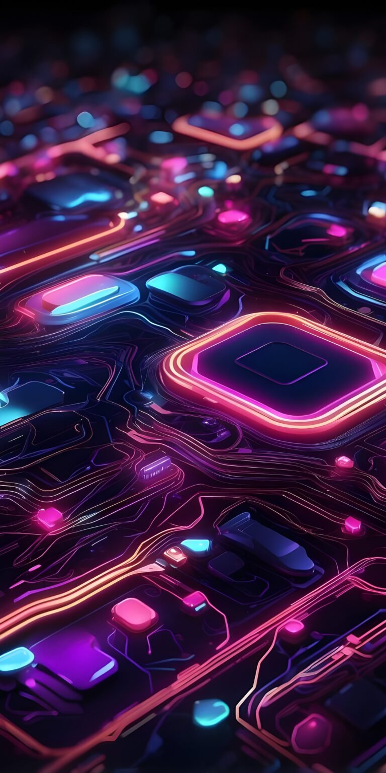 Modern Neon Tech Abstract Phone Wallpaper HD